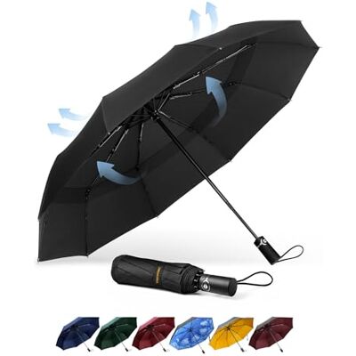TECKNET Regenschirm Sturmfest für Regen, Automatik Groß Taschenschirm mit 10 Rippen, 104 cm Windsicher Schirm, Faltbar Kompakte Reise Golf Umbrella für Herren und Damen TECKNET Regenschirm Sturmfest für Regen, Automatik Groß Taschenschirm mit 10 Rippen, 104 cm Windsicher Schirm, Faltbar Kompakte Reise Golf Umbrella für Herren und Damen