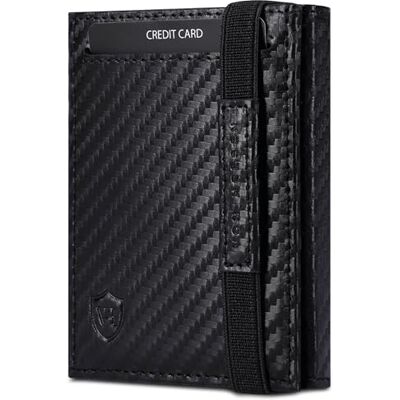 VON HEESEN Slim Wallet mit RFID-Schutz Mini Kartenetui Leder Geldbörse Herren klein Geldbeutel Männer Kreditkartenetui Geld Portemonnaie Portmonee (Carbon) VON HEESEN Slim Wallet mit RFID-Schutz Mini Kartenetui Leder Geldbörse Herren klein Geldbeutel Männer Kreditkartenetui Geld Portemonnaie Portmonee (Carbon)