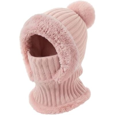 DRESHOW Wintermützen für Damen Balaclava Strickmütze Skull Cap mit Kordelzug Warmer Kapuzenschal Mütze DRESHOW Wintermützen für Damen Balaclava Strickmütze Skull Cap mit Kordelzug Warmer Kapuzenschal Mütze