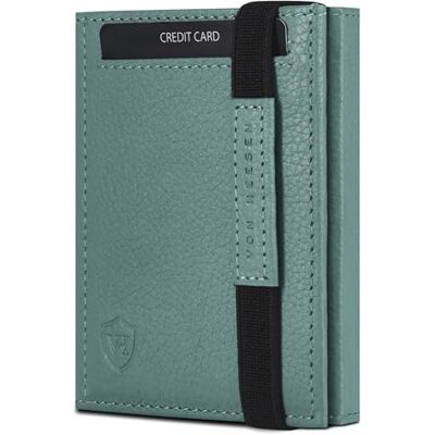 VON HEESEN Slim Wallet mit Münzfach & RFID Schutz Leder Geldbörse Herren klein Mini Geldbeutel Damen Portmonee Kartenetui Echtleder Karten Portemonnaie Kreditkartenetui Türkis Silver Pine VON HEESEN Slim Wallet mit Münzfach & RFID Schutz Leder Geldbörse Herren klein Mini Geldbeutel Damen Portmonee Kartenetui Echtleder Karten Portemonnaie Kreditkartenetui Türkis Silver Pine