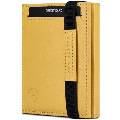 VON HEESEN Slim Wallet mit XL Münzfach & RFID Schutz Leder Geldbörse Herren klein Mini Geldbeutel Damen Portmonee Kartenetui Echtleder Karten Portemonnaie Kreditkartenetui Gelb VON HEESEN Slim Wallet mit XL Münzfach & RFID Schutz Leder Geldbörse Herren klein Mini Geldbeutel Damen Portmonee Kartenetui Echtleder Karten Portemonnaie Kreditkartenetui Gelb