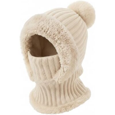DRESHOW Wintermützen für Damen Balaclava Strickmütze Skull Cap mit Kordelzug Warmer Kapuzenschal Mütze DRESHOW Wintermützen für Damen Balaclava Strickmütze Skull Cap mit Kordelzug Warmer Kapuzenschal Mütze