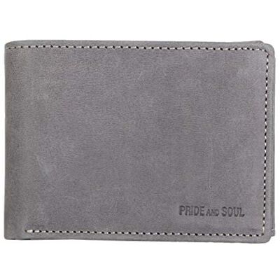 Pride and Soul Damen und Herren Mini Geldbörse aus Echtleder im Querformat, Portemonnaie mit 2 Scheinfächer, Münzfach und 5 Kartenfächer für Kreditkarten, Geldbeutel mit RFID, Brieftasche in grau, ca. 10,5 x 8 cm Pride and Soul Damen und Herren Mini Geldbörse aus Echtleder im Querformat, Portemonnaie mit 2 Scheinfächer, Münzfach und 5 Kartenfächer für Kreditkarten, Geldbeutel mit RFID, Brieftasche in grau, ca. 10,5 x 8 cm