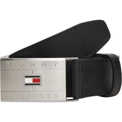 Tommy Hilfiger Men Th Flag Plaque Belt AM0AM14322 Other Belts, Black, 100 Tommy Hilfiger Men Th Flag Plaque Belt AM0AM14322 Other Belts, Black, 100
