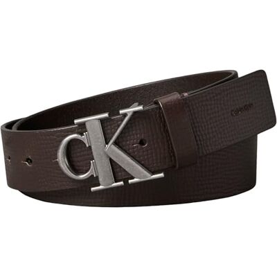 Calvin Herren Gürtel 4,0 cm Fixed mit Monogramm-Schnalle, Braun (Ck Dark Brown/Antique Silver), 90 cm Calvin Herren Gürtel 4,0 cm Fixed mit Monogramm-Schnalle, Braun (Ck Dark Brown/Antique Silver), 90 cm