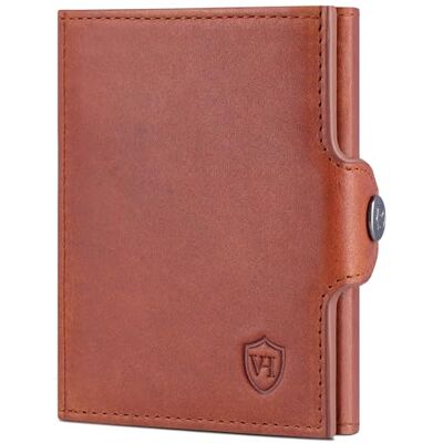 VON HEESEN Slim Wallet mit RFID Schutz Geldbörse Herren klein Mini Geldbeutel Damen Portmonee Kartenetui Echtleder Karten Portemonnaie Leder Kreditkartenetui (Cognac Waxy) VON HEESEN Slim Wallet mit RFID Schutz Geldbörse Herren klein Mini Geldbeutel Damen Portmonee Kartenetui Echtleder Karten Portemonnaie Leder Kreditkartenetui (Cognac Waxy)