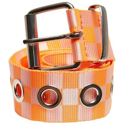 Urban Classics Unisex Checker Belt With Eyelets neonorange/white, L/XL Urban Classics Unisex Checker Belt With Eyelets neonorange/white, L/XL