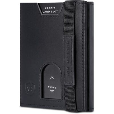 VON HEESEN Mini Kartenetui Mit Münzfach 5-10 Karten RFID-Schutz Leder Geldbörse für Damen Herren Geldbeutel Männer klein Portemonnaie Portmonaise Portmonee Slim Wallet (Schwarz Glatt) VON HEESEN Mini Kartenetui Mit Münzfach 5-10 Karten RFID-Schutz Leder Geldbörse für Damen Herren Geldbeutel Männer klein Portemonnaie Portmonaise Portmonee Slim Wallet (Schwarz Glatt)