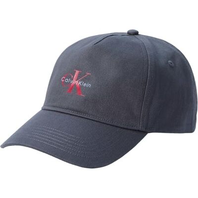 Calvin Damen Cap Printed Monologo aus Baumwolle, Grau (Turbulence), Einheitsgröße Calvin Damen Cap Printed Monologo aus Baumwolle, Grau (Turbulence), Einheitsgröße
