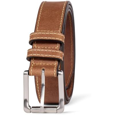 Amazon Herren Jeansgürtel aus Leder mit Genähten Kanten, Bräunen, 135 Amazon Herren Jeansgürtel aus Leder mit Genähten Kanten, Bräunen, 135