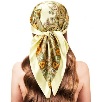 Stlvoll 5 x große Satin-Kopftücher – Seide, quadratisch, Halstuch, Haarwickel, Kopftuch zum Schlafen, Kopftuch, Bündel 88,9 cm, Beige + Gold + Blau + Rot + Schwarz Stlvoll 5 x große Satin-Kopftücher – Seide, quadratisch, Halstuch, Haarwickel, Kopftuch zum Schlafen, Kopftuch, Bündel 88,9 cm, Beige + Gold + Blau + Rot + Schwarz
