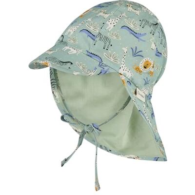 Sterntaler Schirmmütze Nackenschutz Zootiere – Leichte Kindermütze aus Baumwoll-Popeline mit Zootier-Print, Gummizug, Bindeband und UV-Schutz 50 – Eisgrün, Größe 53 Sterntaler Schirmmütze Nackenschutz Zootiere – Leichte Kindermütze aus Baumwoll-Popeline mit Zootier-Print, Gummizug, Bindeband und UV-Schutz 50 – Eisgrün, Größe 53