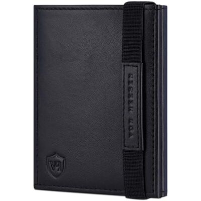 VON HEESEN Slim Wallet mit RFID Schutz Geldbörse Herren klein Mini Geldbeutel Damen Portmonee Kartenetui Echtleder Karten Portemonnaie Leder Kreditkartenetui (Schwarz Glatt) VON HEESEN Slim Wallet mit RFID Schutz Geldbörse Herren klein Mini Geldbeutel Damen Portmonee Kartenetui Echtleder Karten Portemonnaie Leder Kreditkartenetui (Schwarz Glatt)