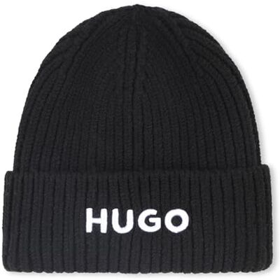 HUGO G00545 Beanie-Mütze für Jungen, Schwarz, L HUGO G00545 Beanie-Mütze für Jungen, Schwarz, L