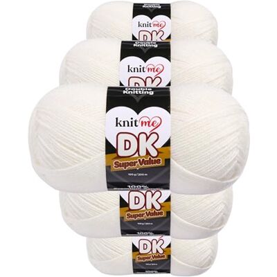 Knit Me DK Wolle 5x100g Vorteilspack – Weiches Acrylgarn zum Stricken & Häkeln, 1500m, pflegeleichtes Garn für Schal, Mütze, Decke, Pullover & Amigurumi (Naturweiß) Knit Me DK Wolle 5x100g Vorteilspack – Weiches Acrylgarn zum Stricken & Häkeln, 1500m, pflegeleichtes Garn für Schal, Mütze, Decke, Pullover & Amigurumi (Naturweiß)