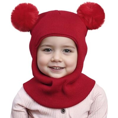 DRESHOW Kinder Wintermütze Warme Schal Schlupfmütze Strickmütze Baby Babymütze mit Bommel, Winddichte Kinder-Balaclava, Weiches Dehnbares Strickgewebe, Baby Warme Outdoor-Mütze DRESHOW Kinder Wintermütze Warme Schal Schlupfmütze Strickmütze Baby Babymütze mit Bommel, Winddichte Kinder-Balaclava, Weiches Dehnbares Strickgewebe, Baby Warme Outdoor-Mütze