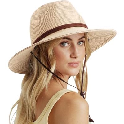 DRESHOW Damen Panama Hut Breiter Krempe Stroh Sommer Fedora Strohhut Panama Aufrollen Hut Strand Rollbar UV Sonnenhut UPF 50 + DRESHOW Damen Panama Hut Breiter Krempe Stroh Sommer Fedora Strohhut Panama Aufrollen Hut Strand Rollbar UV Sonnenhut UPF 50 +