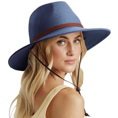 DRESHOW Damen Panama Hut Breiter Krempe Stroh Sommer Fedora Strohhut Panama Aufrollen Hut Strand Rollbar UV Sonnenhut UPF 50 + DRESHOW Damen Panama Hut Breiter Krempe Stroh Sommer Fedora Strohhut Panama Aufrollen Hut Strand Rollbar UV Sonnenhut UPF 50 +