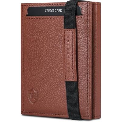 VON HEESEN Slim Wallet mit RFID Schutz Geldbörse Herren klein Mini Geldbeutel Damen Portmonee Kartenetui Echtleder Karten Portemonnaie Leder Kreditkartenetui Cognac-Braun genarbt VON HEESEN Slim Wallet mit RFID Schutz Geldbörse Herren klein Mini Geldbeutel Damen Portmonee Kartenetui Echtleder Karten Portemonnaie Leder Kreditkartenetui Cognac-Braun genarbt