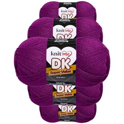 Knit Me DK Wolle 5x100g Vorteilspack – Weiches Acrylgarn zum Stricken & Häkeln, 1500m, pflegeleichtes Garn für Schal, Mütze, Decke, Pullover & Amigurumi (Magenta) Knit Me DK Wolle 5x100g Vorteilspack – Weiches Acrylgarn zum Stricken & Häkeln, 1500m, pflegeleichtes Garn für Schal, Mütze, Decke, Pullover & Amigurumi (Magenta)