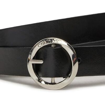 Calvin Damen Gürtel Round Buckle Belt aus Leder, Schwarz (Ck Black), 65 cm Calvin Damen Gürtel Round Buckle Belt aus Leder, Schwarz (Ck Black), 65 cm
