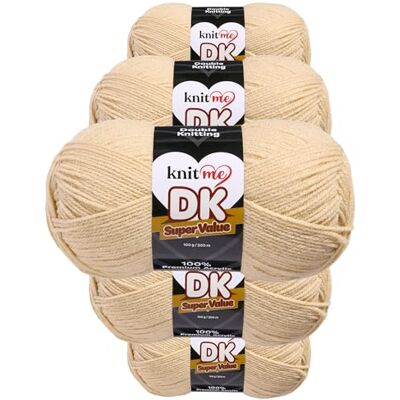 Knit Me DK Wolle 5x100g Vorteilspack – Weiches Acrylgarn zum Stricken & Häkeln, 1500m, pflegeleichtes Garn für Schal, Mütze, Decke, Pullover & Amigurumi (Creme) Knit Me DK Wolle 5x100g Vorteilspack – Weiches Acrylgarn zum Stricken & Häkeln, 1500m, pflegeleichtes Garn für Schal, Mütze, Decke, Pullover & Amigurumi (Creme)