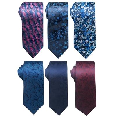 Passabin Krawatten-Set für Herren, gewebt, Jacquard, 6-teilig, blaue blume Passabin Krawatten-Set für Herren, gewebt, Jacquard, 6-teilig, blaue blume