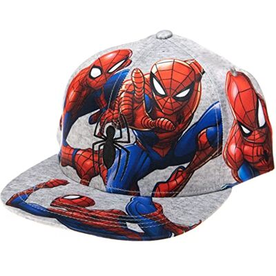 Marvel Comics Herren Spiderman-Kostüm, Bestickt/Bedruckt, Snapback, Flache Krempe, Baseballkappe, grau, Einheitsgröße Marvel Comics Herren Spiderman-Kostüm, Bestickt/Bedruckt, Snapback, Flache Krempe, Baseballkappe, grau, Einheitsgröße