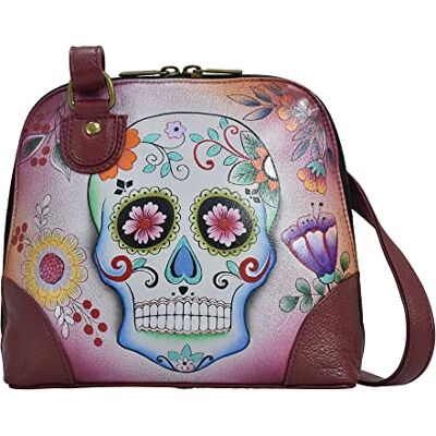 Anna by Anuschka Damen Women Hand Painted Leather Small Multi Compartment Zip-Around Organizer Handbemaltes Echtleder, kleine Mehreren Fächern, mit Reißverschluss, Totenköpfe, Sugar Skulls Anna by Anuschka Damen Women Hand Painted Leather Small Multi Compartment Zip-Around Organizer Handbemaltes Echtleder, kleine Mehreren Fächern, mit Reißverschluss, Totenköpfe, Sugar Skulls