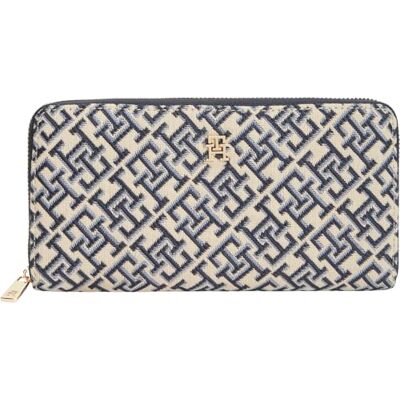 Tommy Hilfiger Damen Th Icon Lrg Za Jacquard AW0AW18796 Geldbörse mit umlaufendem Reißverschluss, Blau, Einheitsgröße Tommy Hilfiger Damen Th Icon Lrg Za Jacquard AW0AW18796 Geldbörse mit umlaufendem Reißverschluss, Blau, Einheitsgröße