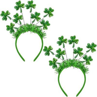 CBLUO 2 Stück St. Patrick's Day Kleeblatt Stirnband Kopf Boppers Kleeblatt Haarreifen Bänder Grün Kopfschmuck Haarband Frauen Kobold Irish Day Karneval Parade Cosplay Dress Up Geburtstag Party Zubehör CBLUO 2 Stück St. Patrick's Day Kleeblatt Stirnband Kopf Boppers Kleeblatt Haarreifen Bänder Grün Kopfschmuck Haarband Frauen Kobold Irish Day Karneval Parade Cosplay Dress Up Geburtstag Party Zubehör