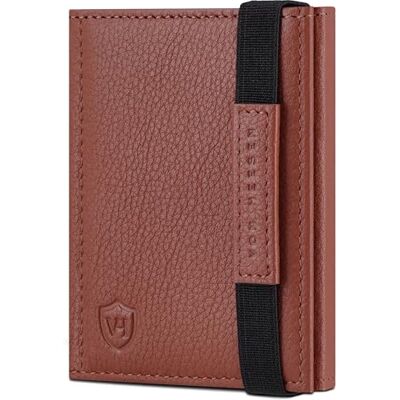 VON HEESEN Slim Wallet mit Münzfach & RFID-Schutz Mini Geldbörse Herren & Damen Kartenetui Kreditkartenetui Portmonee Geldbeutel Portemonnaie klein Cognac-Braun VON HEESEN Slim Wallet mit Münzfach & RFID-Schutz Mini Geldbörse Herren & Damen Kartenetui Kreditkartenetui Portmonee Geldbeutel Portemonnaie klein Cognac-Braun