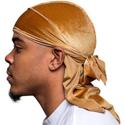 Veeta Superior Velvet Durag – Weiche Samt-Durags für Männer und Frauen, Lange, doppelt breite Träger, seidiges Durag-Futter, dreifach genäht, Gold, Einheitsgröße Veeta Superior Velvet Durag – Weiche Samt-Durags für Männer und Frauen, Lange, doppelt breite Träger, seidiges Durag-Futter, dreifach genäht, Gold, Einheitsgröße