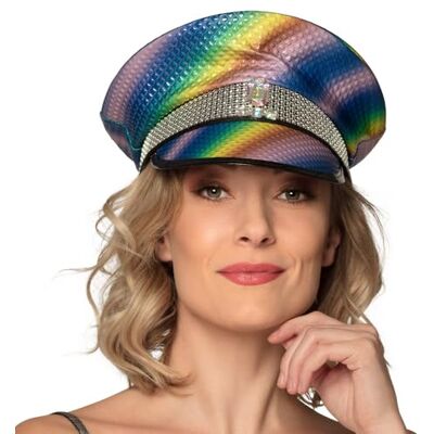 Boland 44761 Mütze Sunset Sparkle, Regenbogen-Farben mit Nieten und Schmucksteinen, Rock-Star, Punk-Lady, Hut, Kostüm, Karneval, Mottoparty Boland 44761 Mütze Sunset Sparkle, Regenbogen-Farben mit Nieten und Schmucksteinen, Rock-Star, Punk-Lady, Hut, Kostüm, Karneval, Mottoparty