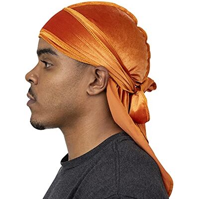 Veeta Hochwertige Samt-Durags in Mehreren Farben, aus weichem Samtstoff, mit seidigem Innenfutter und Langen Bändern. Orange Einheitsgröße Veeta Hochwertige Samt-Durags in Mehreren Farben, aus weichem Samtstoff, mit seidigem Innenfutter und Langen Bändern. Orange Einheitsgröße