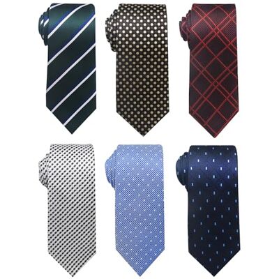 Passabin Krawatte für Herren Krawatte Gewebte Jacquard Krawatten Set 6 Stück, Weißer Punkt, himmelblau, grün gestreift, brauner Punkt, rotes Karomuster, 2.95 inches*57.5 inches Passabin Krawatte für Herren Krawatte Gewebte Jacquard Krawatten Set 6 Stück, Weißer Punkt, himmelblau, grün gestreift, brauner Punkt, rotes Karomuster, 2.95 inches*57.5 inches