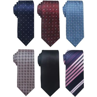 Passabin Krawatte für Herren Krawatte Gewebte Jacquard Krawatten Set 6 Stück, Blau, rot, schwarz, lila, 2.95 inches*57.5 inches Passabin Krawatte für Herren Krawatte Gewebte Jacquard Krawatten Set 6 Stück, Blau, rot, schwarz, lila, 2.95 inches*57.5 inches