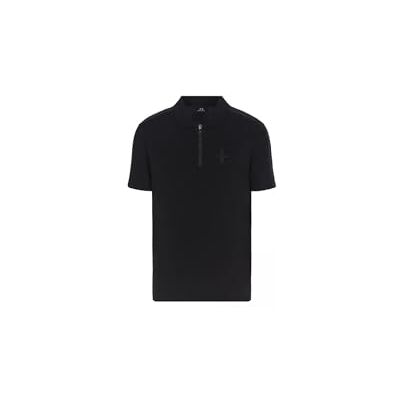 Armani Exchange Men's The Gird, Sustainable, Logo Tape, Front Zip Polo Shirt Black,XS Armani Exchange Men's The Gird, Sustainable, Logo Tape, Front Zip Polo Shirt Black,XS