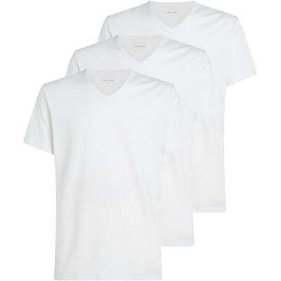 Calvin Herren 3er Pack T-Shirts Kurzarm mit V-Ausschnitt, Weiß (White, White, White), 4XL Calvin Herren 3er Pack T-Shirts Kurzarm mit V-Ausschnitt, Weiß (White, White, White), 4XL