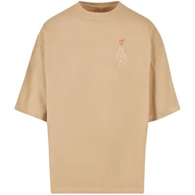 MERCHCODE Herren K Heart Huge Beiges Oversized T-Shirt MERCHCODE Herren K Heart Huge Beiges Oversized T-Shirt
