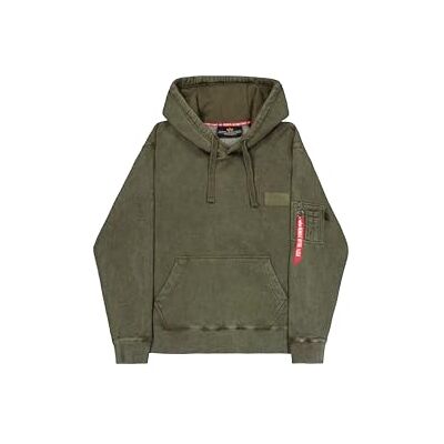 Alpha Herren Backprint Vintage Hoodie, Dark Olive, S Alpha Herren Backprint Vintage Hoodie, Dark Olive, S
