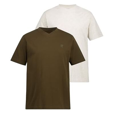 JP 1880 Herren große Größen Übergrößen Menswear L-8XL T-Shirts, Basic, 2er-Pack, V-Ausschnitt, Halbarm baumrinde XXL 711318646-XXL JP 1880 Herren große Größen Übergrößen Menswear L-8XL T-Shirts, Basic, 2er-Pack, V-Ausschnitt, Halbarm baumrinde XXL 711318646-XXL