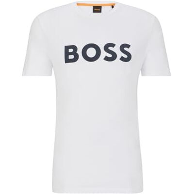 Boss Herren Thinking 1 T-Shirt aus Baumwoll-Jersey mit großem Logo-Print Weiß 4XL Boss Herren Thinking 1 T-Shirt aus Baumwoll-Jersey mit großem Logo-Print Weiß 4XL