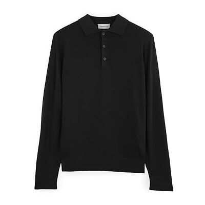 Diana Studio Men's Poloshirt aus Cashmere und Merinowolle Polo Sweater, Black, Large Diana Studio Men's Poloshirt aus Cashmere und Merinowolle Polo Sweater, Black, Large