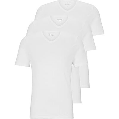 Boss Herren 3er-Pack Jersey-t-Shirts mit V-Ausschnitt Unterhemd, Weißer Schnee, L Boss Herren 3er-Pack Jersey-t-Shirts mit V-Ausschnitt Unterhemd, Weißer Schnee, L