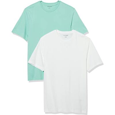 Amazon Herren-T-Shirt, Normale Passform, kurzärmelig, Rundhalsausschnitt, 2er-Pack, Aquablau/Weiß, X-Small Amazon Herren-T-Shirt, Normale Passform, kurzärmelig, Rundhalsausschnitt, 2er-Pack, Aquablau/Weiß, X-Small