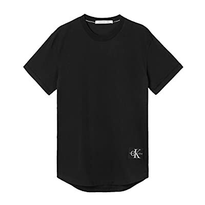 Calvin CK Jeans Jeans Herren T-Shirt Kurzarm Badge Turn Up Sleeve Rundhalsausschnitt, Schwarz (Ck Black), XS Calvin CK Jeans Jeans Herren T-Shirt Kurzarm Badge Turn Up Sleeve Rundhalsausschnitt, Schwarz (Ck Black), XS