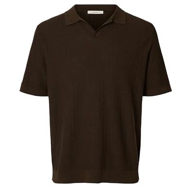 SELECTED MEN Herren Slhmattis Ss Linen Blend Struc Open Polo, Delicioso, XXL SELECTED MEN Herren Slhmattis Ss Linen Blend Struc Open Polo, Delicioso, XXL