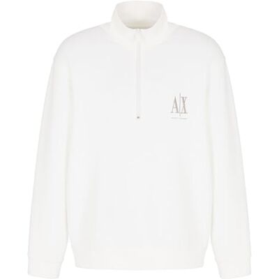 Armani Exchange Herren Cotton Icon Logo Half Zip Sweater Fashion-Sweatshirts, Cremeweiß, XL EU Armani Exchange Herren Cotton Icon Logo Half Zip Sweater Fashion-Sweatshirts, Cremeweiß, XL EU