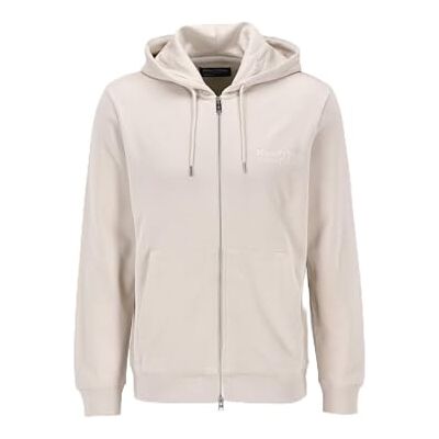 Marc O' Polo Herren Sweatjacke aus Bio-Baumwolle mit Kordeln, Beige (Gray Silk), L Marc O' Polo Herren Sweatjacke aus Bio-Baumwolle mit Kordeln, Beige (Gray Silk), L